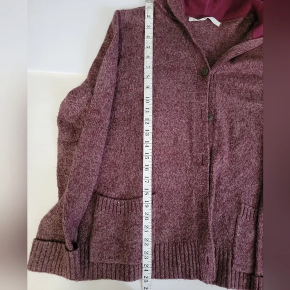 Woolrich Women's Maroon Hooded Button Front Cardigan Sweater - Picture 3 of 10
